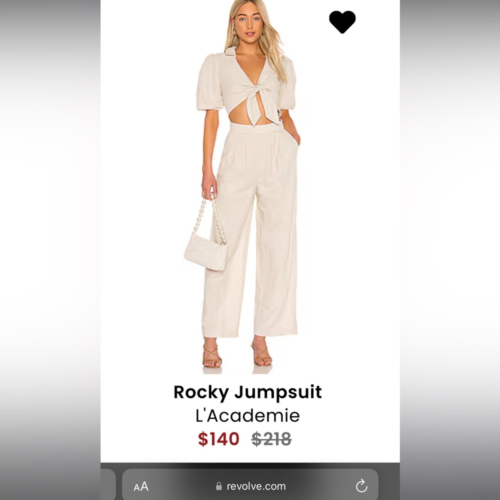 Brand new with tags L’academie beige jumpsuit. Purchased from Revolve. Size M